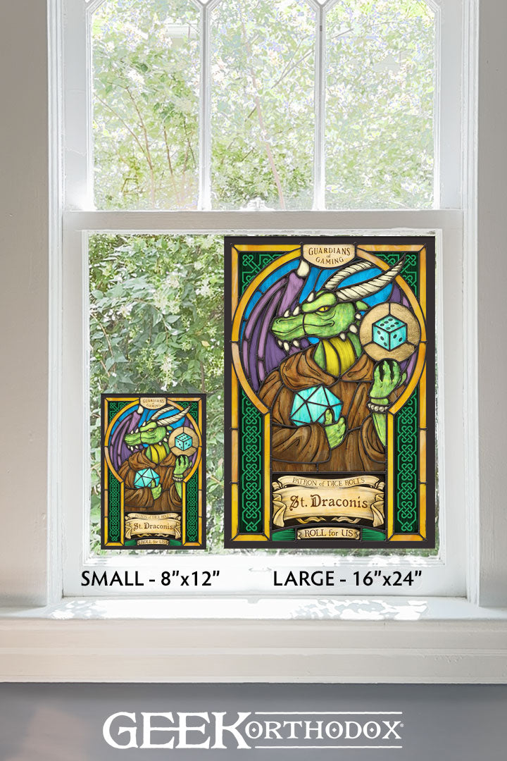 St. Draconis | Dragon Patron Saint Stained Glass Window Cling