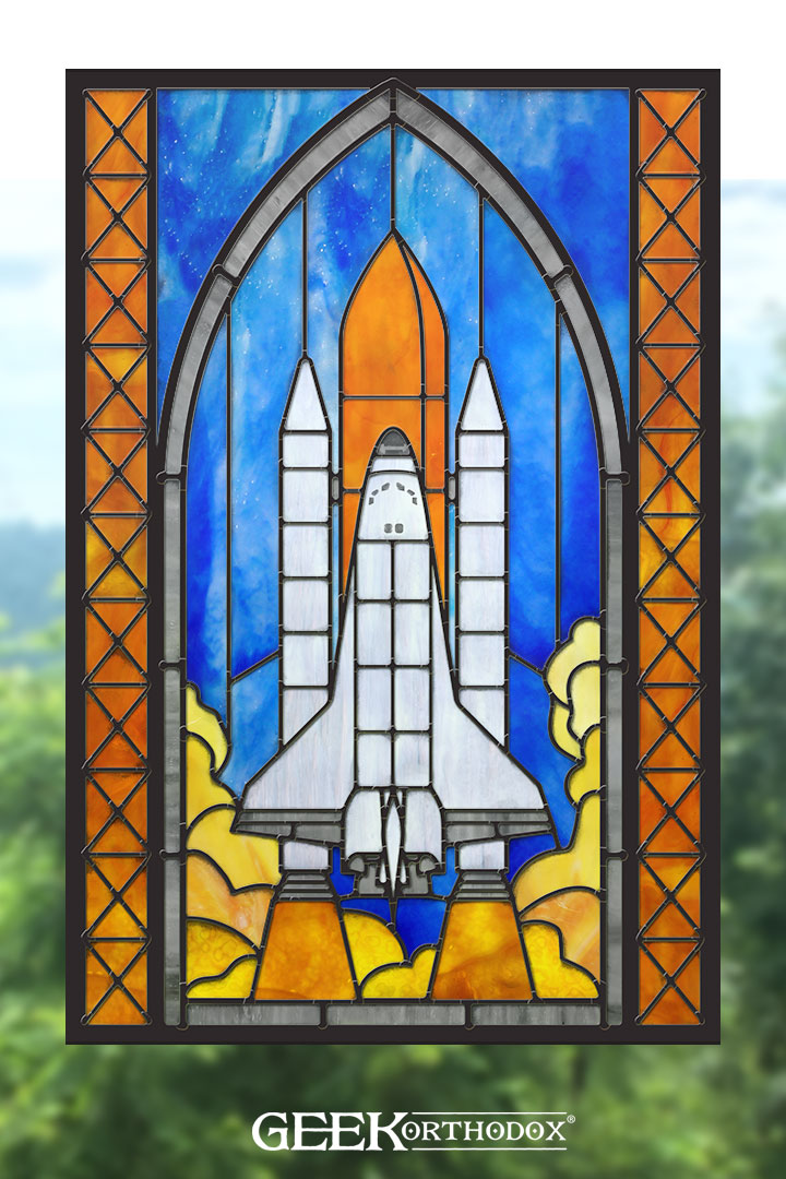Space Shuttle | NASA Inspired Astronomy Stained Glass Window Cling - Sci-Fi Home Decor