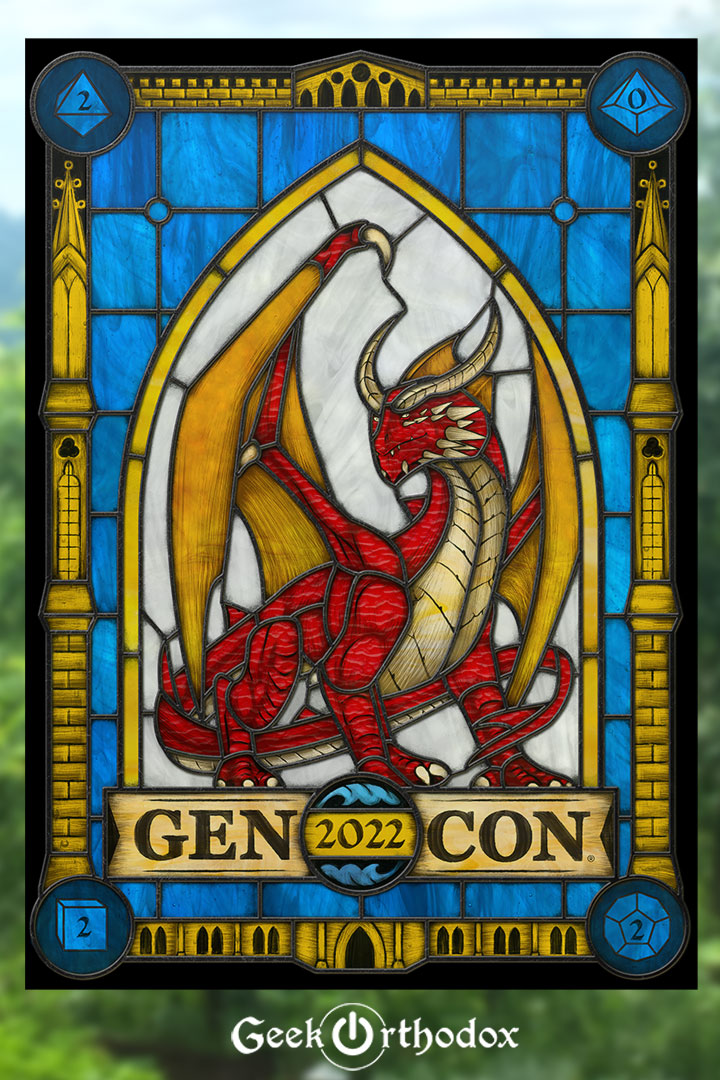 Gen Con 2022 | Vintage Gaming Convention Stained Glass Window Cling - Collector's Edition