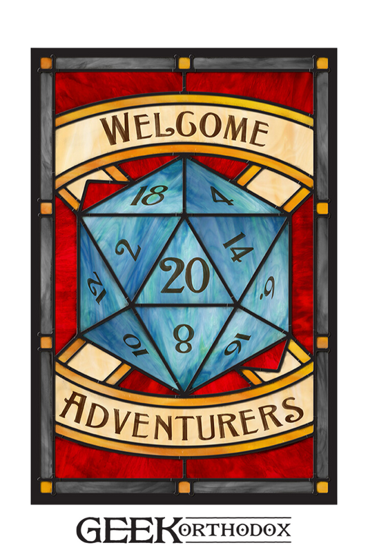 Welcome Adventurers - Stained glass static cling