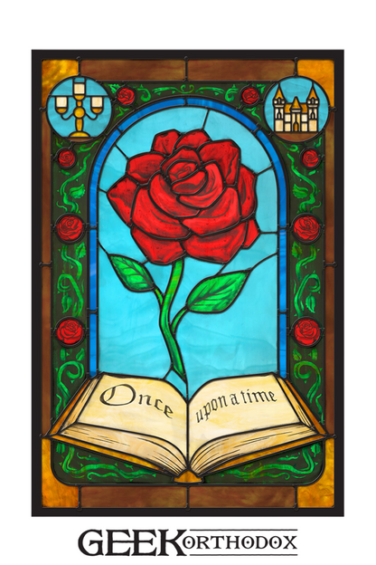 Fairy Tales: Beauty and the Beast - Stained Glass window cling