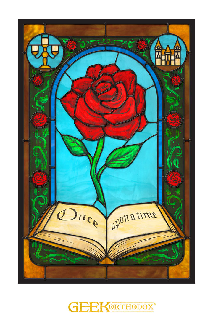 Fairy Tales: Beauty and the Beast - Stained Glass window cling