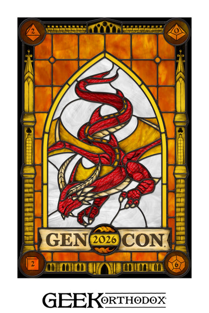 Gen Con 2026 | Limited Edition Gaming Convention Stained Glass Window Cling - Collector Item