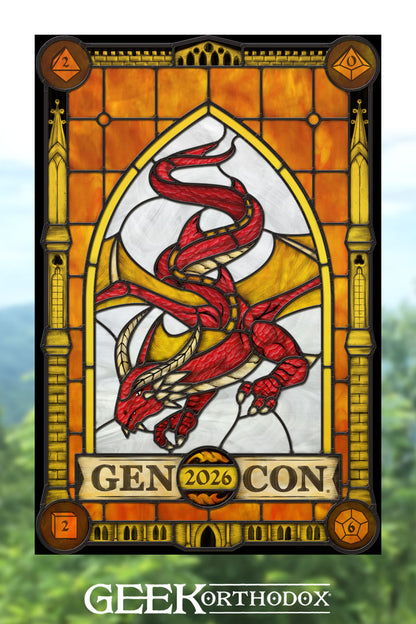 Gen Con 2026 | Limited Edition Gaming Convention Stained Glass Window Cling - Collector Item