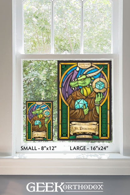 St. Draconis | Dragon Patron Saint Stained Glass Window Cling