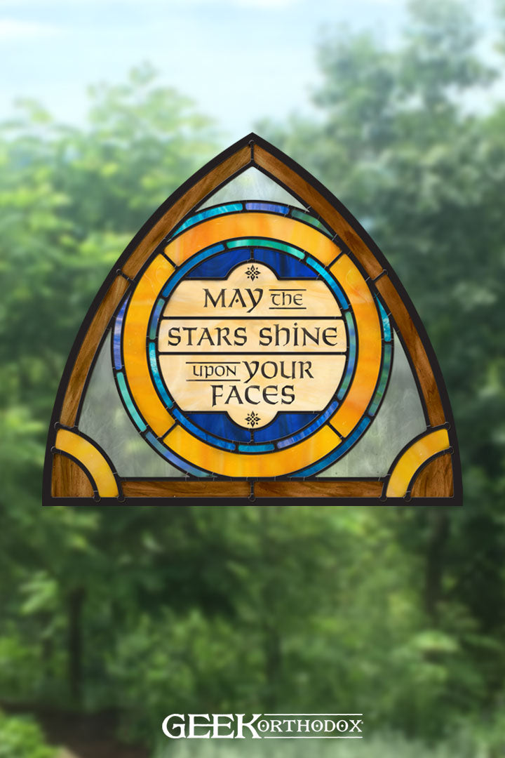 Middle-earth | May the Stars Shine Arch Top Stained Glass Window Cling