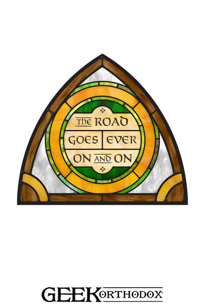 Middle-earth | The Road Goes Ever On Arch Top Stained Glass Window Cling