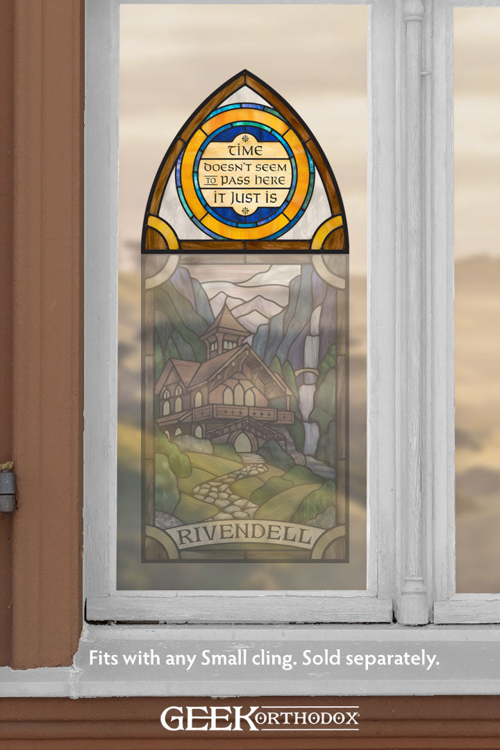 Middle-earth | Time Doesn’t Seem to Pass Arch Top Stained Glass Window Cling