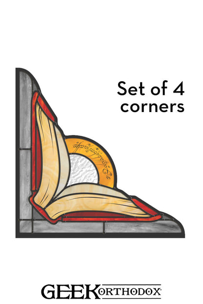 Middle-earth | Red Book of Westmarch Corner Set Stained Glass Window Cling