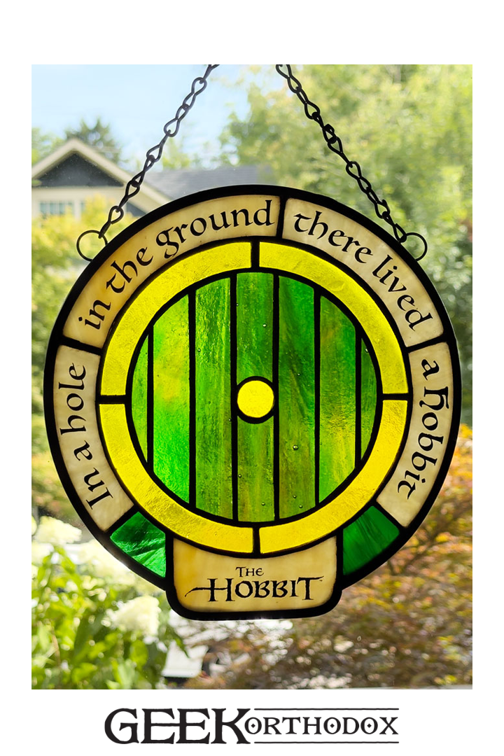 Middle-earth | Bag End Hobbit Door Original Glass Sun Catcher - Handmade LOTR Art
