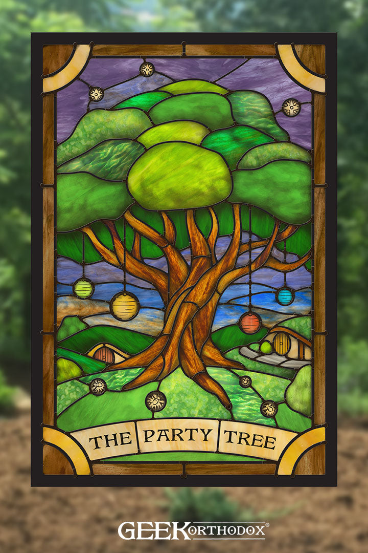 Middle-earth | Hobbiton Party Tree Stained Glass Window Cling - Bilbo's Birthday LOTR Decor