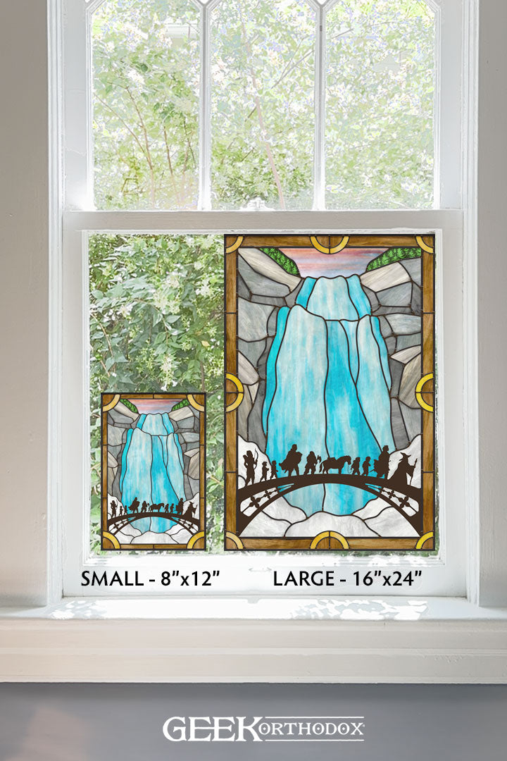 Middle-earth | Leaving Imladris Waterfall Stained Glass Window Cling