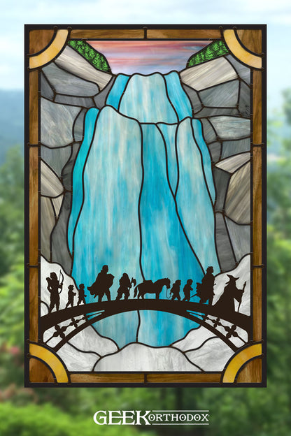 Middle-earth | Leaving Imladris Waterfall Stained Glass Window Cling