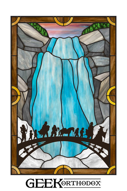 Middle-earth | Leaving Imladris Waterfall Stained Glass Window Cling
