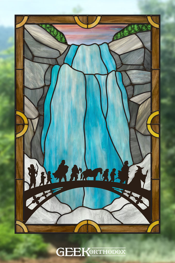 Middle-earth | Leaving Imladris Waterfall Stained Glass Window Cling