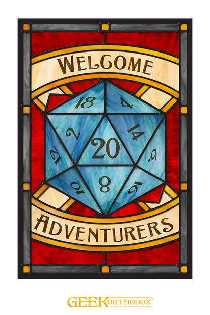 Welcome Adventurers - Stained glass static cling