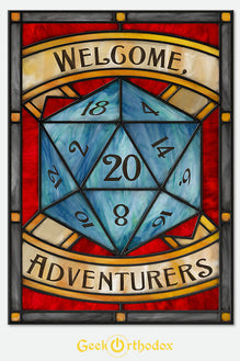 Welcome Adventurers - Stained Glass window cling